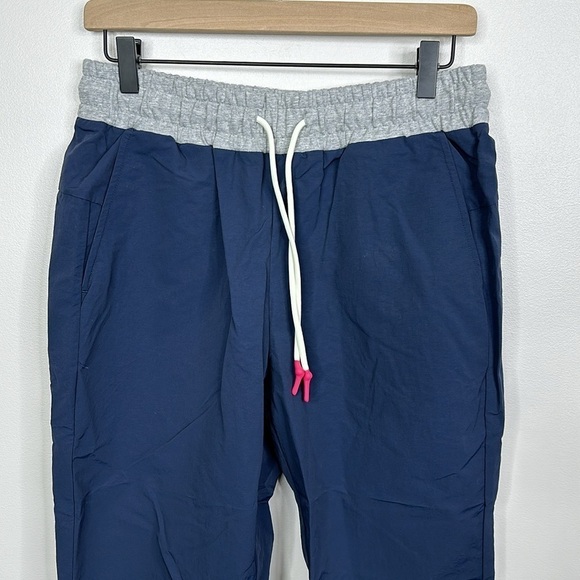 Calme by Johnny Was Mix Nylon Navy Blue Tapered Leg Track Pants Women’s Size M - Picture 2 of 6